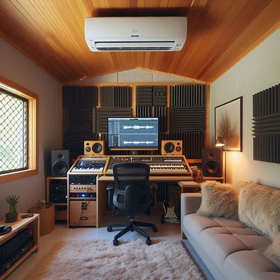 home music studio with ac unit